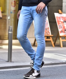 【SOMEDIFF】極細 ストレッチスキニーデニムパンツ ブラック系 メンズ スリムフィットジーンズ ジーパン 秋服