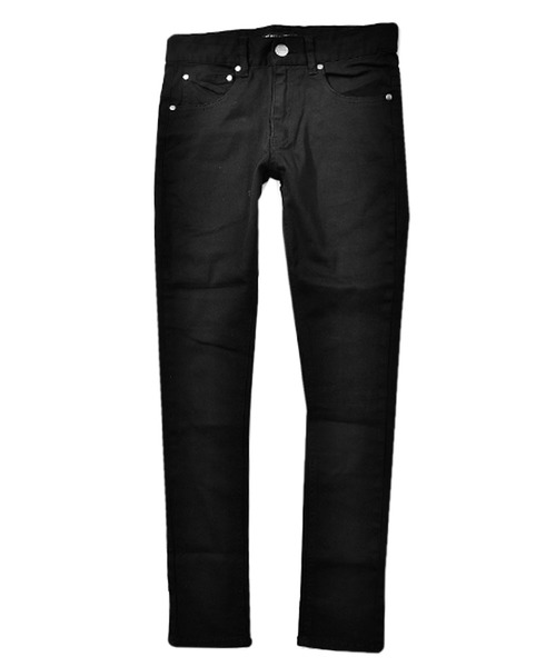 b1223【Supplier】ストレッチデニムスキニー　プリント　ジーンズ　S SOMEDIFF】極細 ストレッチスキニーデニムパンツ ブラック系