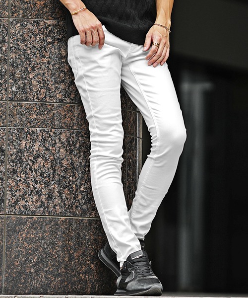 ホワイト スリムフィット デニム ☆新品・メンズ☆スリムフィット デニムパンツ 白