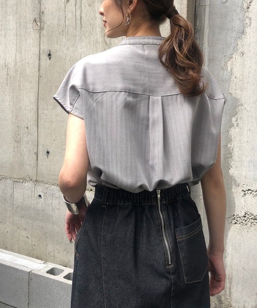 &g'aime(アンジェム)の「【&g'aime】ヘリンボーンルーズブラウス(シャツ/ブラウス・レディース・チャコールグレー/ブラウン/ライトカーキ・FREE)」の16枚目の写真