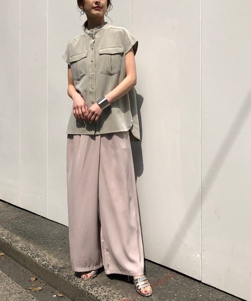 &g'aime(アンジェム)の「【&g'aime】ヘリンボーンルーズブラウス(シャツ/ブラウス・レディース・チャコールグレー/ブラウン/ライトカーキ・FREE)」の5枚目の写真