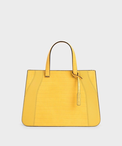 【セール】クロックエフェクト ダブルトップハンドルトートバッグ / CrocEffect Double Top Handle Tote