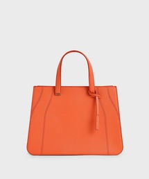 クロックエフェクト ダブルトップハンドルトートバッグ / Croc-Effect Double Top Handle Tote Bag