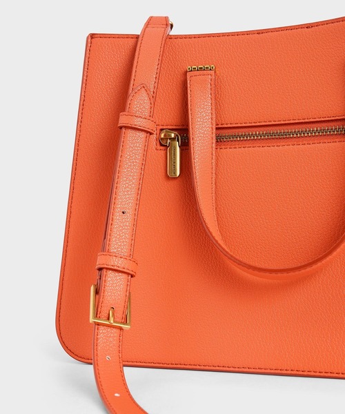 CHARLES&KEITH クロックエフェクト ダブルトップハンドルトートバッグ CHARLES ＆ KEITH トートバッグ バッグ クロックエフェクト