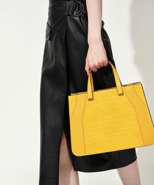 CHARLES&KEITH クロックエフェクト ダブルトップハンドルトートバッグ CHARLES ＆ KEITH トートバッグ バッグ クロックエフェクト