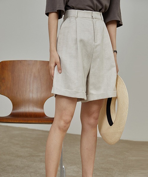 chuclla（チュクラ）の「【chuclla】linen short pants sb-4 chw1209（その他パンツ・レディース・アイボリー/ブラック/ベージュ・S/M）」の3枚目の写真