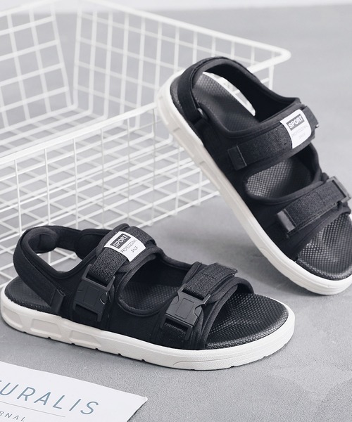 aimoha（アイモハ）の「フラット スポーツ ストラップ サンダル　（SS)（サンダル・メンズ・ブラック/ブラック×ホワイト/レッド・24.5cm/25.5cm/26.5cm/24.0cm/25.0cm/26.0cm/27.0cm/22.5cm/23.5cm/23.0cm）」の3枚目の写真