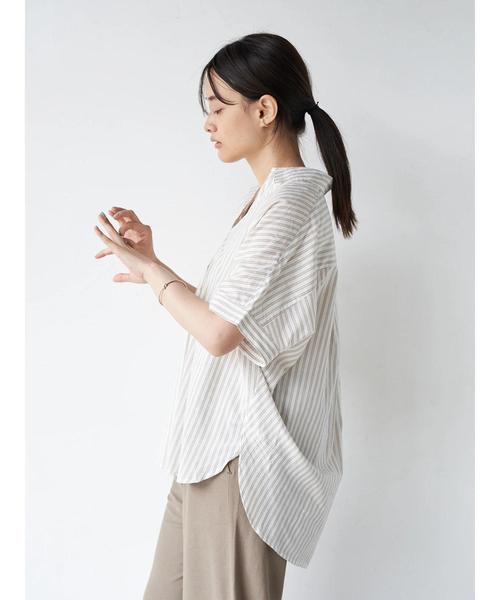 AMERICAN HOLIC(アメリカンホリック)の「スキッパーバックタック半袖シャツ *(シャツ/ブラウス・レディース・ブルー系その他7/ストライプ/チェック・FREE)」の18枚目の写真