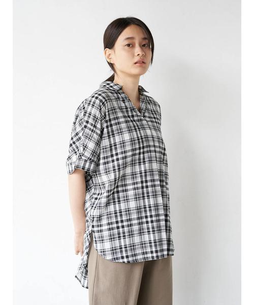 AMERICAN HOLIC(アメリカンホリック)の「スキッパーバックタック半袖シャツ *(シャツ/ブラウス・レディース・ブルー系その他7/ストライプ/チェック・FREE)」の11枚目の写真