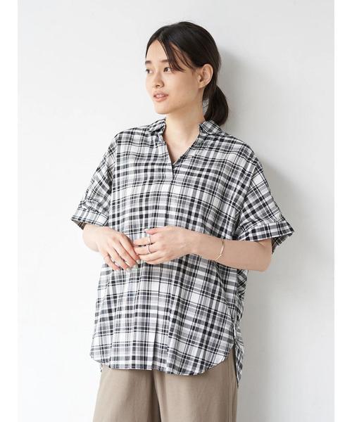 AMERICAN HOLIC(アメリカンホリック)の「スキッパーバックタック半袖シャツ *(シャツ/ブラウス・レディース・ブルー系その他7/ストライプ/チェック・FREE)」の9枚目の写真