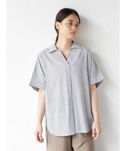 AMERICAN HOLIC(アメリカンホリック)の「スキッパーバックタック半袖シャツ *(シャツ/ブラウス・レディース・ブルー系その他7/ストライプ/チェック・FREE)」の6枚目の写真
