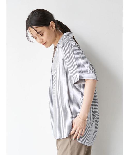 AMERICAN HOLIC(アメリカンホリック)の「スキッパーバックタック半袖シャツ *(シャツ/ブラウス・レディース・ブルー系その他7/ストライプ/チェック・FREE)」の4枚目の写真