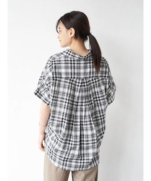 AMERICAN HOLIC(アメリカンホリック)の「スキッパーバックタック半袖シャツ *(シャツ/ブラウス・レディース・ブルー系その他7/ストライプ/チェック・FREE)」の3枚目の写真