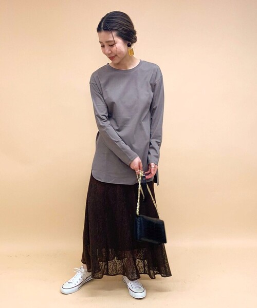 fredy repit（フレディレピ）の「ラウンドヘムロンT（Tシャツ/カットソー・レディース・オフホワイト/グレー/ベージュ・38）」の7枚目の写真