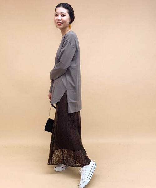 fredy repit（フレディレピ）の「ラウンドヘムロンT（Tシャツ/カットソー・レディース・オフホワイト/グレー/ベージュ・38）」の8枚目の写真
