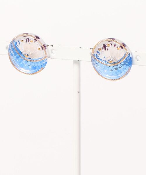 欧州航路(オウシュウコウロ)の「【欧州航路】チェコガラスボタンピアス(ピアス(両耳用)・レディース・ブルー/ブルーグリーン/クリア/ブラック・FREE)」の3枚目の写真