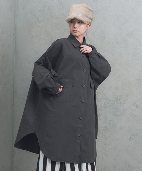 manana suerte（マニャーナスエルテ）の「manana オーバールーズロングシャツ（シャツ/ブラウス・レディース・ブラック/グレー/グリーン・FREE）」の5枚目の写真