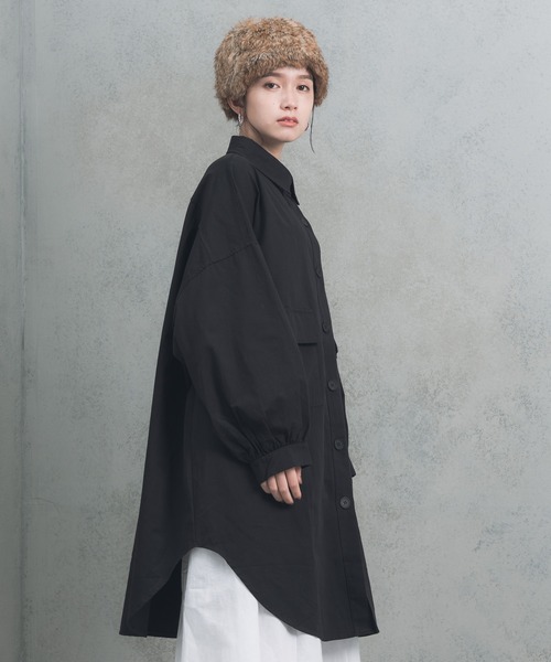 manana suerte（マニャーナスエルテ）の「manana オーバールーズロングシャツ（シャツ/ブラウス・レディース・ブラック/グレー/グリーン・FREE）」の13枚目の写真