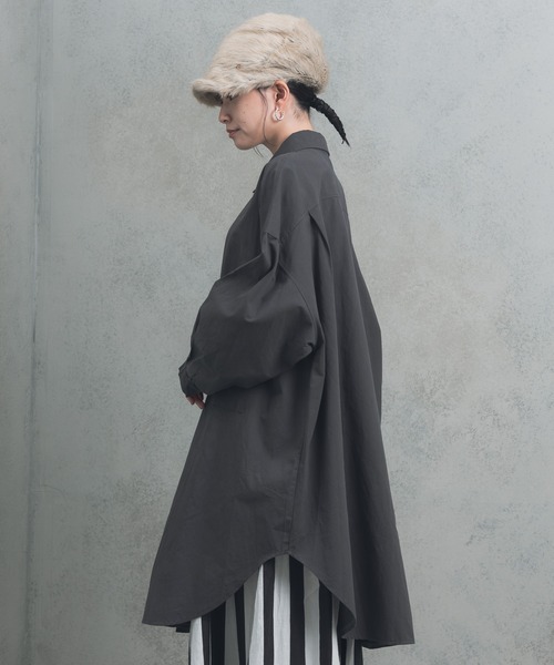 manana suerte（マニャーナスエルテ）の「manana オーバールーズロングシャツ（シャツ/ブラウス・レディース・ブラック/グレー/グリーン・FREE）」の8枚目の写真