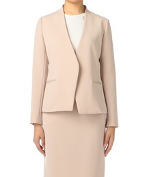 極美品　ESTNATION トリアセ ダブルクロス ノーカラージャケット Sサイズ 〕 【セットアップ対応】トリアセテートポリエステル