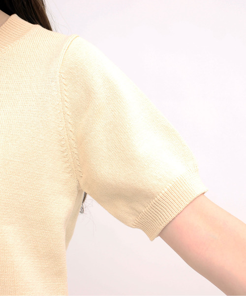 CHILD WOMAN（チャイルドウーマン）の「COリリヤンチェリーインターシャ半袖プルオーバー（ニット/セーター・レディース・アイボリー/レッド/ブラック/ブラウン/キナリ・FREE）」の22枚目の写真