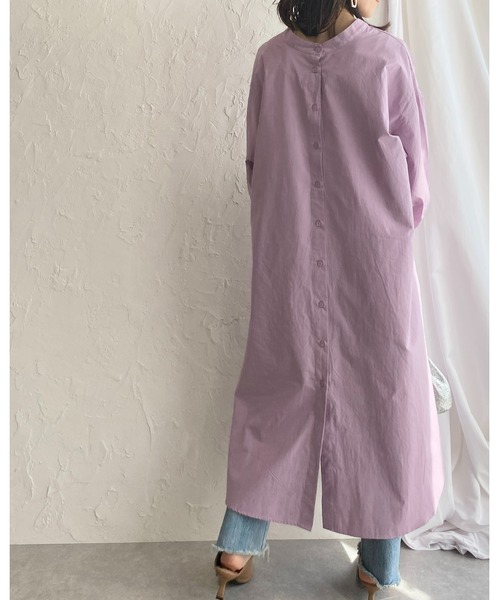 She's Closet（シーズクローゼット）の「スタンドカラー編み上げレースアップ長袖ロングシャツワンピース【低身長向け/高身長向けサイズ有】（シャツワンピース・レディース・ホワイト/ベージュ/ラベンダー/ブラック・FREE/SHORT/TALL）」の16枚目の写真