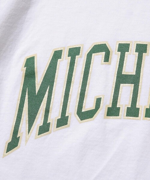 FREAK'S STORE（フリークスストア）の「WEB限定 FUGAZY/ファーガジー 別注 MICHIGAN カレッジプリントTシャツ（Tシャツ/カットソー・メンズ・ホワイト/ブラック/オリーブ/ネイビー・SMALL/LARGE/MEDIUM/X-LARGE）」の11枚目の写真