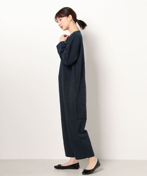 Samansa Mos2（サマンサ モスモス）の「綿麻クルーネックオールインワン（ワンピース・レディース・ネイビー/ベージュ/オフホワイト・ﾌﾘ-）」の5枚目の写真