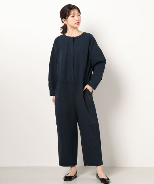 Samansa Mos2（サマンサ モスモス）の「綿麻クルーネックオールインワン（ワンピース・レディース・ネイビー/ベージュ/オフホワイト・ﾌﾘ-）」の7枚目の写真