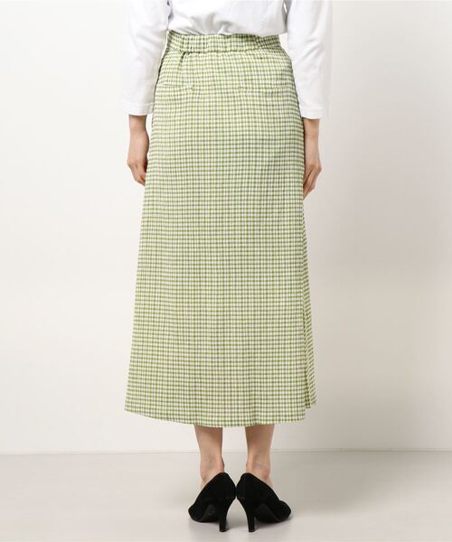 Doux archives（ドゥアルシーヴ）の「ギンガムチェックヨウリュウカットスカート（スカート・レディース・グリーン/ベージュ・FREE）」の4枚目の写真