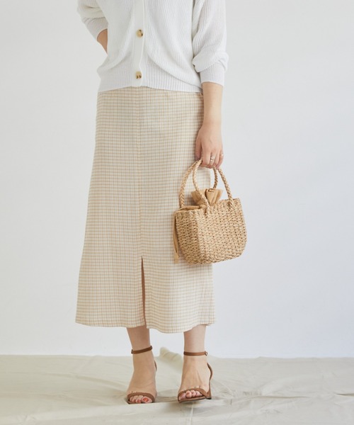 Doux archives（ドゥアルシーヴ）の「ギンガムチェックヨウリュウカットスカート（スカート・レディース・グリーン/ベージュ・FREE）」の13枚目の写真