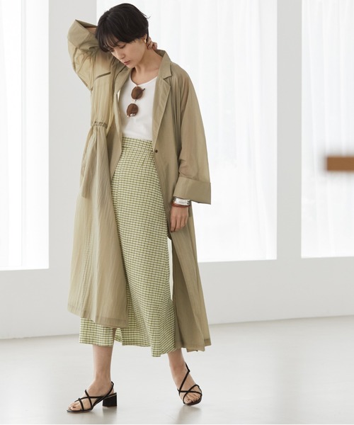 Doux archives（ドゥアルシーヴ）の「ギンガムチェックヨウリュウカットスカート（スカート・レディース・グリーン/ベージュ・FREE）」の8枚目の写真