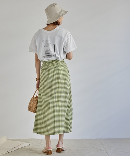 Doux archives（ドゥアルシーヴ）の「ギンガムチェックヨウリュウカットスカート（スカート・レディース・グリーン/ベージュ・FREE）」の10枚目の写真