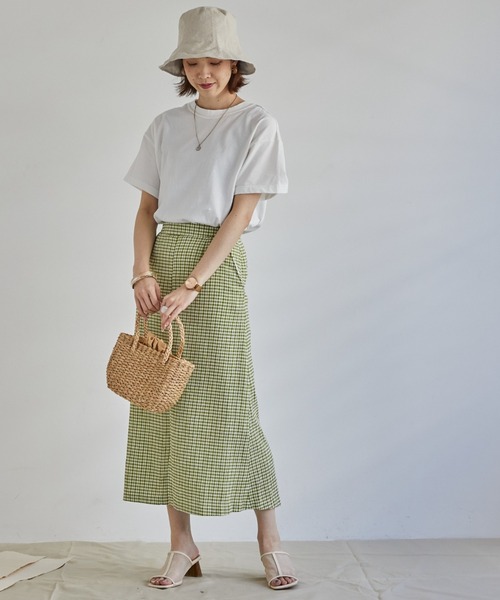 Doux archives（ドゥアルシーヴ）の「ギンガムチェックヨウリュウカットスカート（スカート・レディース・グリーン/ベージュ・FREE）」の11枚目の写真