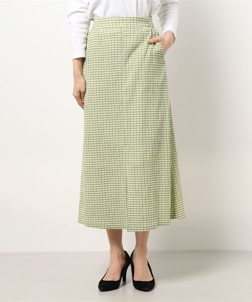 Doux archives（ドゥアルシーヴ）の「ギンガムチェックヨウリュウカットスカート（スカート・レディース・グリーン/ベージュ・FREE）」の15枚目の写真