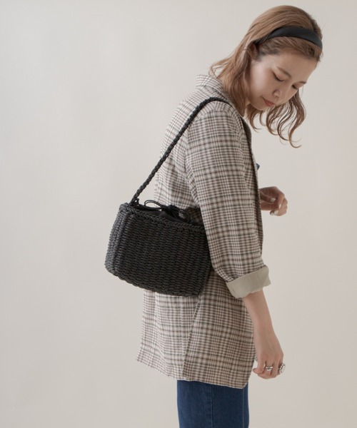 Kastane（カスタネ）の「スクエアジュートBAG（ショルダーバッグ・レディース・アイボリー/オレンジ/グリーン/ブラック・FREE）」の5枚目の写真