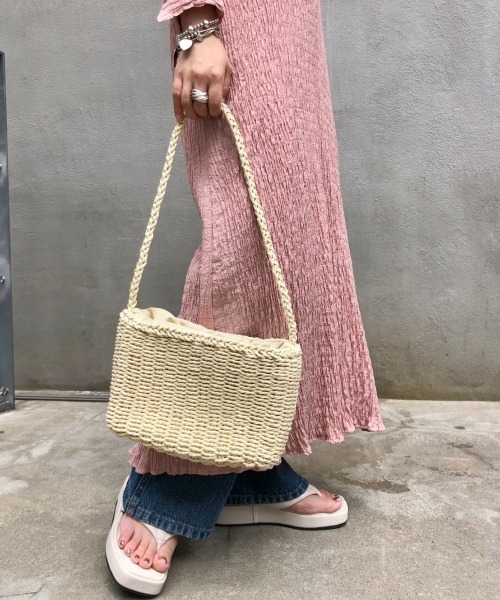 Kastane（カスタネ）の「スクエアジュートBAG（ショルダーバッグ・レディース・アイボリー/オレンジ/グリーン/ブラック・FREE）」の20枚目の写真