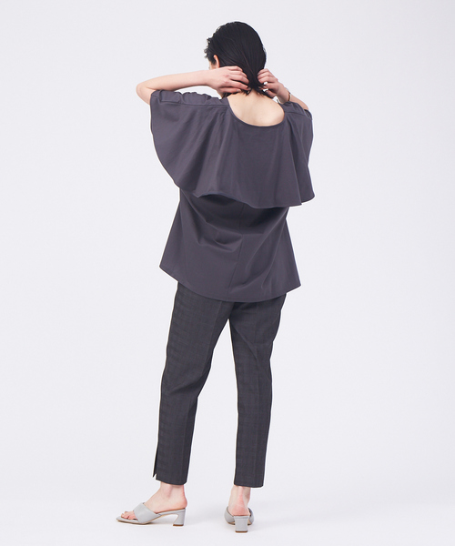 qualite（カリテ）の「フラップ2wayプルオーバー（Tシャツ/カットソー・レディース・ホワイト/チャコールグレー・フリー）」の13枚目の写真