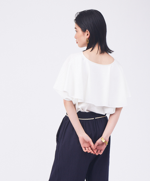 qualite（カリテ）の「フラップ2wayプルオーバー（Tシャツ/カットソー・レディース・ホワイト/チャコールグレー・フリー）」の8枚目の写真