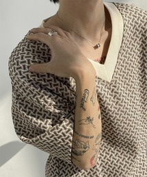 WESTBOY | 【WESTBOY ORIGINALS】【2021SS】V-neck Knit T-shirt in Original Jacquard WO21S306TP(ニット/セーター)