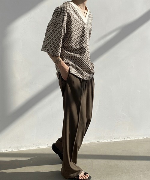 WESTBOY（ウエストボーイ）の「【WB ORIGINALS】V-neck Knit T-shirt in Original Jacquard WO21S306TP（ニット/セーター・メンズ・ブラック/ブラウン・M/L/XL）」の7枚目の写真