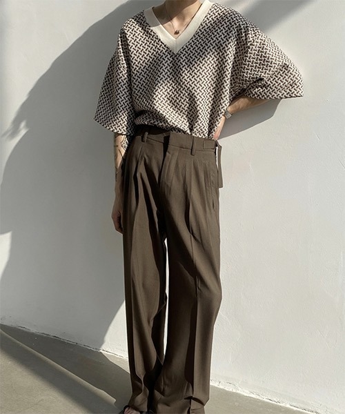 WESTBOY（ウエストボーイ）の「【WB ORIGINALS】V-neck Knit T-shirt in Original Jacquard WO21S306TP（ニット/セーター・メンズ・ブラック/ブラウン・M/L/XL）」の9枚目の写真