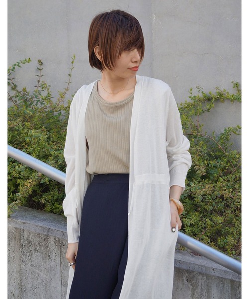 NICOLE white（ニコルホワイト）の「ウエストドロストロングカーディガン（カーディガン/ボレロ・レディース・チャコールグレー/ライトグレー/オフホワイト/その他1・FREE）」の6枚目の写真