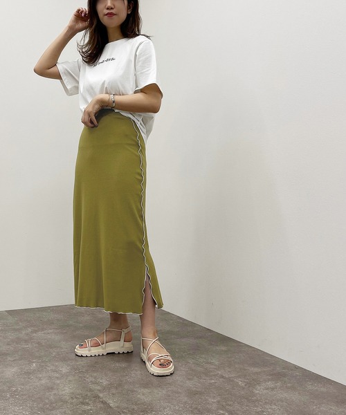 apres jour mignon（アプレジュールミニョン）の「テレコメローナロースカート【ZOZOTOWN限定アイテム】（スカート・レディース・アイボリー/ブラック/グリーン・フリー/X-LARGE）」の20枚目の写真