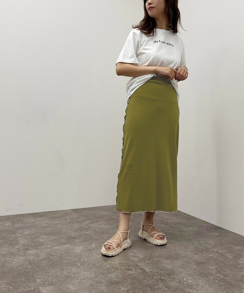 apres jour mignon（アプレジュールミニョン）の「テレコメローナロースカート【ZOZOTOWN限定アイテム】（スカート・レディース・アイボリー/ブラック/グリーン・フリー/X-LARGE）」の19枚目の写真