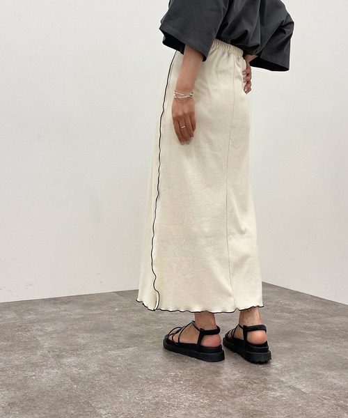 apres jour mignon（アプレジュールミニョン）の「テレコメローナロースカート【ZOZOTOWN限定アイテム】（スカート・レディース・アイボリー/ブラック/グリーン・フリー/X-LARGE）」の6枚目の写真