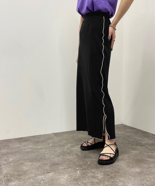 apres jour mignon（アプレジュールミニョン）の「テレコメローナロースカート【ZOZOTOWN限定アイテム】（スカート・レディース・アイボリー/ブラック/グリーン・フリー/X-LARGE）」の10枚目の写真