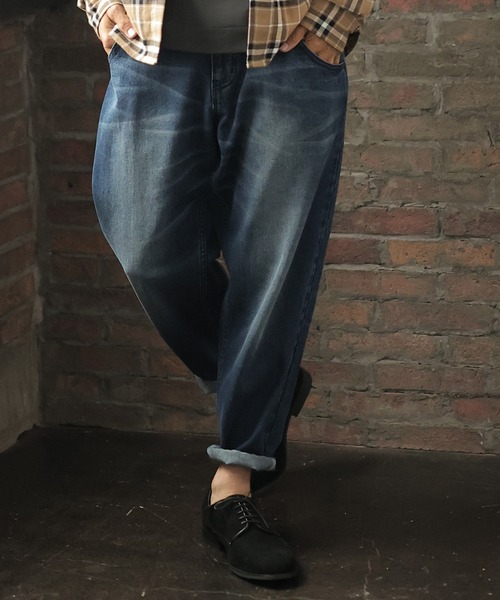 UNION STATION(ユニオンステーション)の「“Finally Friday” 【ついにきた金曜日】【10oz】コットン100%ワイドテーパードシルエットデニム(デニムパンツ・メンズ・ブラック/ブルー・S/M/L)」の2枚目の写真