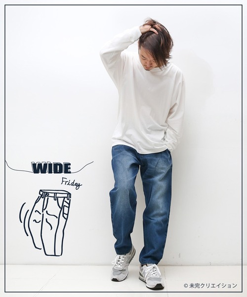 UNION STATION(ユニオンステーション)の「“Finally Friday” 【ついにきた金曜日】【10oz】コットン100%ワイドテーパードシルエットデニム(デニムパンツ・メンズ・ブラック/ブルー・S/M/L)」の6枚目の写真