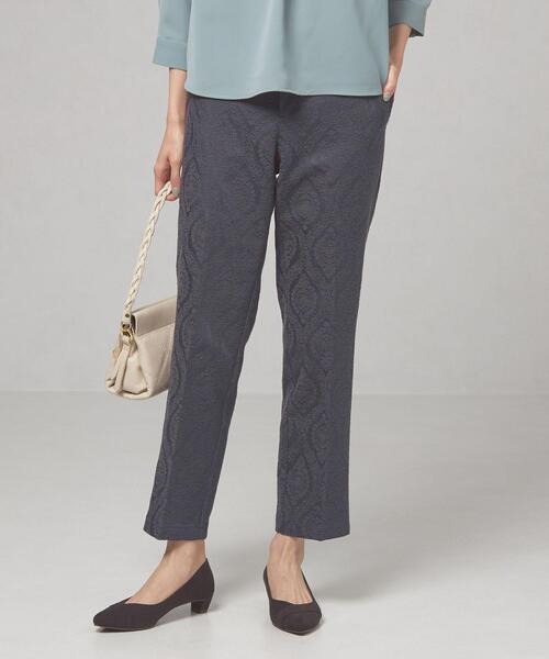 closet story（クローゼットストーリー）の「＜closet story（クローゼットストーリー）＞アラベスク ジャカード ストレートパンツ（スラックス・レディース・ライトブルー/ネイビー・FREE）」の2枚目の写真